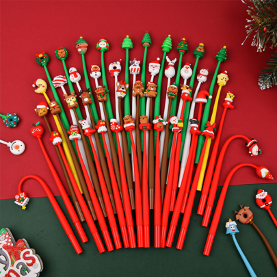 1 bút mực nước lắc silicone mềm hình ông già Noel, bút mực trung tính sáng tạo hình tuần lộc hoạt hình, bút đen hình cây thông Noel, bút viết thi cho học sinh, bút luyện viết, văn phòng phẩm học tập dễ thương, dụng cụ chấm bài cho giáo viên, đồ dùng văn phòng
