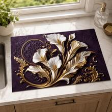 1pc Diatomaceous Earth Drying Mat, Non-Slip Heat-Resistant Absorbent Mat, Suitable For Kitchen Countertop, Coffee Machine, Tableware, Home Cafe Bar Party Decoration Placemat Gift - Multicolor - View 1