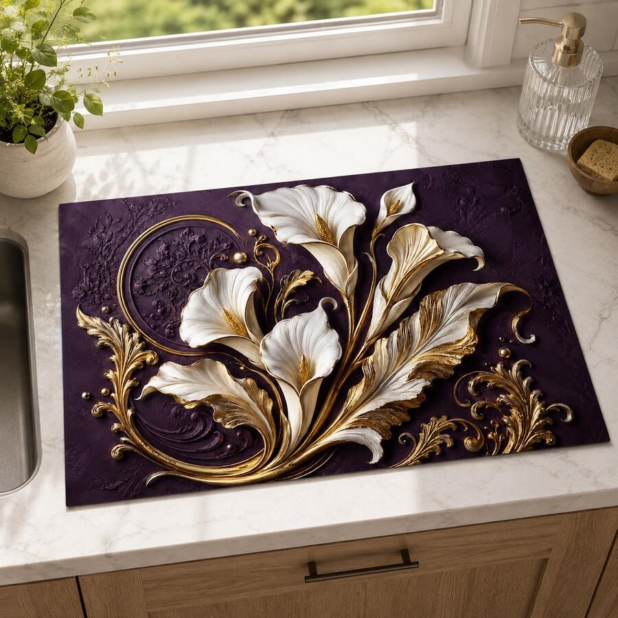 1pc Diatomaceous Earth Drying Mat, Non-Slip Heat-Resistant Absorbent Mat, Suitable For Kitchen Countertop, Coffee Machine, Tableware, Home Cafe Bar Party Decoration Placemat Gift - Multicolor - View 1