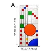 1pc Geometric Abstract Pattern Static Cling Window Film, Suitable For Home, Office Glass Doors, Shower, PVC Self-Adhesive, Removable, 17.72x39.37 Inches - Abstract Geometric Frosted Film - View 13