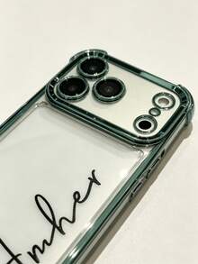 個性化客製手機殼，適用於 iPhone 11 12 13 14 15 16 17 Pro Max 17 Air，透明防震電鍍鏡頭膜相機保護，壓克力 + TPU 緩衝殼，適合聖誕禮物 - 綠色 - 查看 4