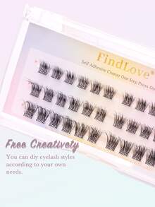 FindLove 36 Clusters Pre-Glued Brown Natural False Eyelashes, D Curl 3D Fluffy & Wispy 10-14mm Natural Style, Long-Lasting Wear, No Glue Needed, Soft & Voluminous Makeup Tool - D - View 4