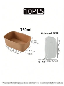 一次性紙製食品儲存容器（可選 1、5 或 10 件組），配有透明 PP 蓋，可防塵防蟲；適用於外帶餐點、餐廳外送、戶外野餐、居家廚房、餐飲場所及旅行。 - 彩色 - 查看 15