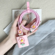 5件套蝴蝶结设计【美规18W/20W充电器保护套】兼容 13/14/15/16 Pro Max/Plus，粉色充电器头保护套+防断裂数据线保护套 - 彩色 - 查看 7