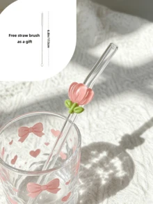 Transparent Borosilicate Glass Straws With Five Different Floral Combination Designs,Reusable And Cute,Includes A Cleaning Brush.Ideal For Cold Drinks, Smoothies, Sparkling Water, Milk Tea & Juices, Perfect For Parties, Picnics,Perfect Gift For Girls - View 10