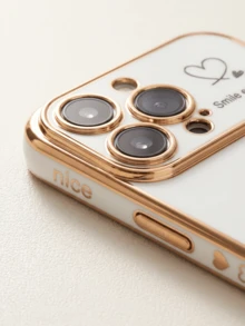 Personalized Initial Wave Pattern Electroplated Phone Case Compatible With 17 Pro Max, Camera Protection Cover, Shock-Proof, Scratch-Resistant, Fingerprint-Proof, Customized Phone Case, Anniversary Birthday Gift - White - View 6