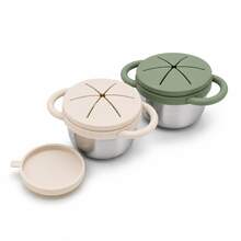 JOJO Baby Cangkir Snack Bayi, Wadah Snack Anti Tumpah untuk Balita dengan Tutup Silikon & Cangkir Stainless Steel, Pegangan yang Mudah Digenggam - MultiWarna - View 12