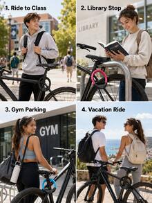 Modern Portable Bicycle Combination Lock, High Flexibility Steel Cable Ring Lock, 4-Digit Combination Cable Lock, Suitable For City Commuting, Campus, Daily Riding, Travel, Back To School Season, Outdoor Bicycle Equipment - Multicolor - View 10