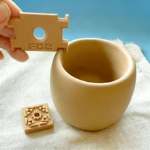 Ceramic Pottery Trimming, Shaping & Repair Tools And Asymmetrical Clay Stamp Tools, 2 Different Shaped Plastic Trimming Scrapers, Each Tool Can Correct 6 Different Thicknesses - Khaki - View 6