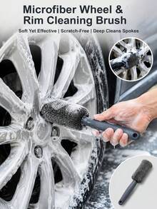 Ultra Soft Microfiber Wheel & Tire Cleaning Brush, Scratch-Free Car Rim Cleaning Tool, Suitable For Wheel Nuts, Spokes, Wheel Gaps And Hard-To-Reach Areas, Car Detailing Accessory - A - View 1