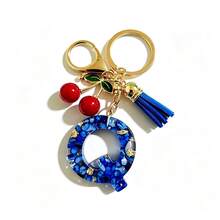 A-Z Resin Initial Keychain, Holiday Gift, Royal Blue Women's Key Chain, Cherry Tassel Car Key Chain Accessory, Gift, Car Decoration, Bag Charm, Cute Gothic Y2K Style For Campus - Royal Blue - View 16