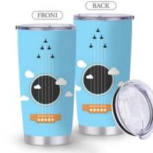 1 Stück/5 Stücke 20oz Edelstahl isolierter Becher, Himmel Wolke Gitarren Muster, vakuumisolierter Reisebecher. Geeignet für täglichen Kaffeegenuss und Outdoor-Nutzung, perfektes künstlerisches Geschenk für Musikliebhaber, ideal für Geburtstage und Feiertage. - Blau - Gitarrenhimmel - Übersicht 8