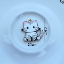7件組可愛貓咪滴油吊飾，混色合金貓咪吊墜，適用於手工珠寶製作、手鍊項鍊耳環配件、鑰匙圈包包裝飾，卡通貓咪滴油吊飾套組，鑰匙圈配件，可愛貓咪滴油吊飾 - 彩色 - 查看 2