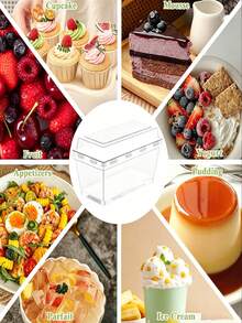 30/20/10/1pc 150ml Transparent Rectangular Dessert Bowls Equipped , Reusable Single-Serve Treat Containers For Party Desserts, Puddings, Mousses, Small Pastries - Multicolor - View 4