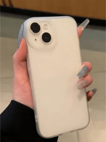 1pc Transparent Frosted Minimalist Full Coverage TPU Shockproof Phone Case Compatible With Apple 17 16 15 14 13 12 11 Pro Max Protective Shell Air - White - View 2