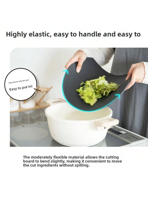 Elastomer Cutting Board, 29*35Cm, Slim & Lightweight, Flexible D-Shape. Heat Resistant, Boiling Water & Dishwasher , Double-Sided Use. Non-Slip Design, Knife-Friendly Surface. Ideal For Kitchen, Camping, Single Living And New Home.