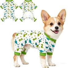 1件恐龍狗睡衣適用於小型中型犬 術後恢復服 狗狗可愛柔軟透氣幼犬睡衣 寵物春夏彈性睡衣 男孩女孩通用 - 綠色 - 查看 7