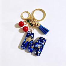 A-Z Resin Initial Keychain, Holiday Gift, Royal Blue Women's Key Chain, Cherry Tassel Car Key Chain Accessory, Gift, Car Decoration, Bag Charm, Cute Gothic Y2K Style For Campus - Royal Blue - View 35