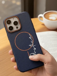個性化客製化字母磁吸荔枝紋手機殼，相容 iPhone 17 Pro Max，支援 Air 無線充電，防摔防刮防指紋， 17 Pro Max 保護殼，聖誕節、假期與週年紀念日完美禮物 - 寶藍色 - 查看 6