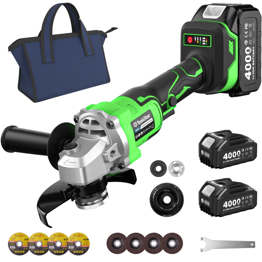 Taskstar 21V Brushless Angle Grinder, Complete With Battery, Grinding Discs, And Portable Carrying Case, 10000 RPM. It Is The Ideal Tool For Both Home Users And Craftsmen, Suitable For Grinding Metal And Plastic As Well As Woodworking Tasks - 21V Angle Grinder Tool Set - View 1