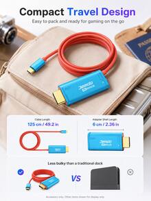Type-C 转 HDMI 高清视频传输线，适用于 Switch NS2/OLED 便携底座转换器、Steam Deck/ROG 游戏主机电视智能投影线，支持 4K 60Hz 超清晰 HDR 画质，支持边玩边充 100W PD 快充，迷你紧凑即插即用，铝合金散热外壳编织线缆，内置安全保护芯片，广泛兼容 Type-C 手机/iPad/笔记本电脑、电视显示器、投影仪等通用镜像适配器。 - 彩色 - 查看 3