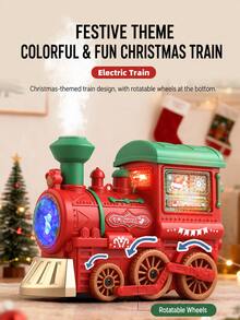 Juguete educativo de motor de tren estilo vintage con luz, música, humo y rociador omnidireccional eléctrico, adecuado para niños - Multicolor - Ver 7