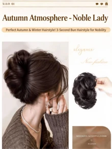 Synthetic Messy Bun Hair Extension Clip-In Claw Clip Ponytail Lazy Updo Wavy Curly Ponytail - Multicolor - View 7