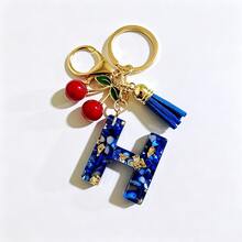 A-Z Resin Initial Keychain, Holiday Gift, Royal Blue Women's Key Chain, Cherry Tassel Car Key Chain Accessory, Gift, Car Decoration, Bag Charm, Cute Gothic Y2K Style For Campus - Royal Blue - View 32