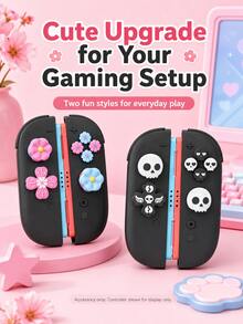2pcs 3D Skull Joystick Caps + ABXY Button Caps Set, Compatible With Switch NS / Switch OLED / Switch Lite Joy-Con Controllers, Anti-Slip Silicone Joystick Protective Covers And Directional Button Caps Decoration, Soft TPU Material Wear-Resistant And Sweat-Proof, Enhance Gaming Control Feel, DIY Personalized Gaming Accessories, Compatible With Switch Players Gift, Couple Gaming Decoration, Halloween Gift. - View 7
