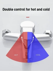 1pc Shower Faucet G1/2in Thread Wall Mounted Triple Mixer Tap Manual Control Plumbing Valve Switch Bathroom Tap For Cold And Hot Water Wall Mounted Tub Two Spout, Single Handle, Comfortable Grip For Household Bathroom Bathtub - Multicolor - View 12