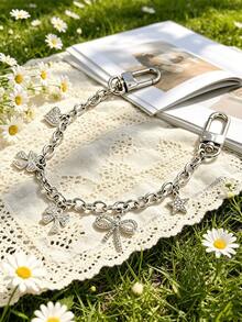 Cadena de lujo hecha a mano con strass completo, adornada con strass de mariposa brillante, se puede usar como cadena de bolso, colgante, decoración colgante, cadena decorativa - Multicolor - Ver 4
