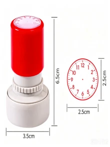 Stempel Jam Bulat 0,98 Inci - Stempel Pelacak Waktu Merah/Biru/Hitam dengan Penanda Jam yang Jelas untuk Hadiah di Kelas, Pelacakan Produktivitas, Sesi Belajar & Manajemen Waktu - Alat Manajemen Waktu Per Jam dari Plastik Tahan Lama untuk Siswa & Penggunaan Kantor - Mengatur - View 4