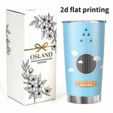 1 Stück/5 Stücke 20oz Edelstahl isolierter Becher, Himmel Wolke Gitarren Muster, vakuumisolierter Reisebecher. Geeignet für täglichen Kaffeegenuss und Outdoor-Nutzung, perfektes künstlerisches Geschenk für Musikliebhaber, ideal für Geburtstage und Feiertage. - Blau - Gitarrenhimmel - Übersicht 3