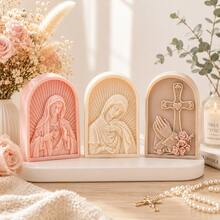 Zhonghui Mold 3D Virgin Mary Silicone Mold Religious Candle Mold Sacred Heart Cross Design DIY Candle Making Resin Plaster Home Decor Gift - Jesus - View 2