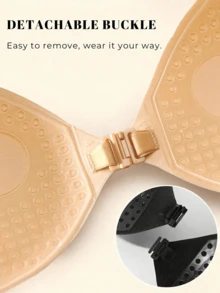 1/2 Pairs (With Straps) Invisible Silicone Breast Pads, Adhesive Push-Up Bra/Backless Bra Pads For Breast Lift And Cleavage Enhancement, Suitable For Women - Multicolor - View 5