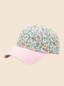 Spring/Summer Girls Baseball Cap, Floral Colorblock Baseball Cap, Digital Print Baseball Cap, Sun Hat, Curved Brim Hat - Patchwork Small Floral Pattern - View 6