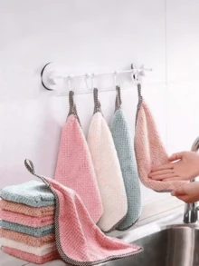 5/10/20pcs Coral Fleece Dish Cloths, Absorbent Kitchen Cleaning Rags, Dish Towels, Suitable For Small Businesses/Retailers, Kitchen, Bathroom, Home, Household Suppliers - Multicolor - View 17