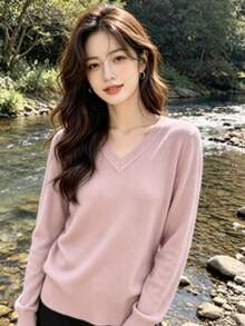 Women's Modal Turtleneck Sweater With Elastic - Baby Pink - View 1