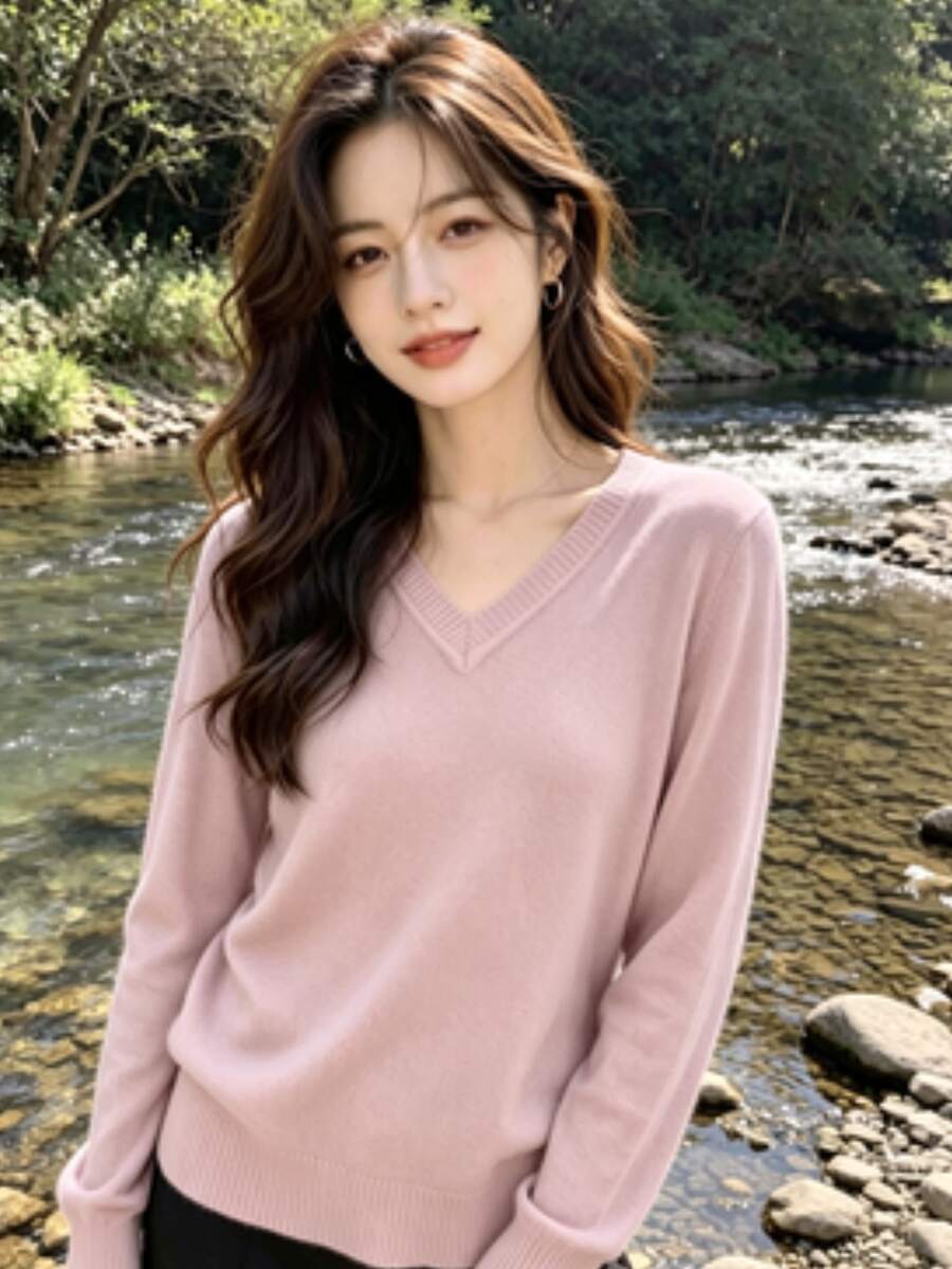 Women's Modal Turtleneck Sweater With Elastic - Baby Pink - View 1