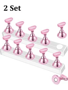 2組美甲練習架 磁吸式美甲練習支架 美甲藝術展示架 適用美甲練習、美甲培訓、美甲沙龍DIY、美甲技師用品 - 彩色 - 查看 13