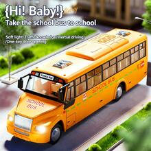 1pc Simulation School Bus Toy: Sound And Light Effects; Inertia Push; Can Open Doors; Durable Material; Kids' Toy Gift - Multicolor - View 3