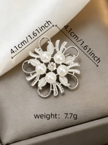 1 pieza Broche de girasol elegante y de moda con strass y perlas, accesorio de ropa versátil y elegante, alfiler de ropa exquisito - Multicolor - Ver 5