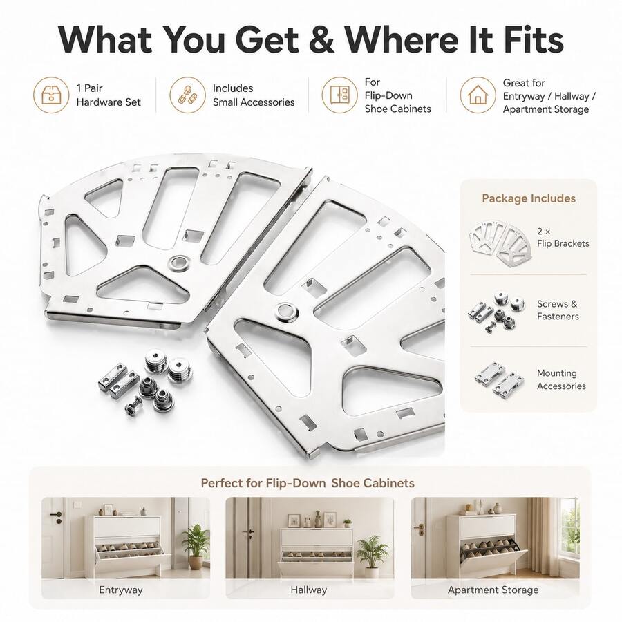 3-Tier Modern Matte Shoe Cabinet Hinges - Easy Install Flip-Up Panel Frame For Kitchen, Living Room And Entryway - Silver - B - View 1