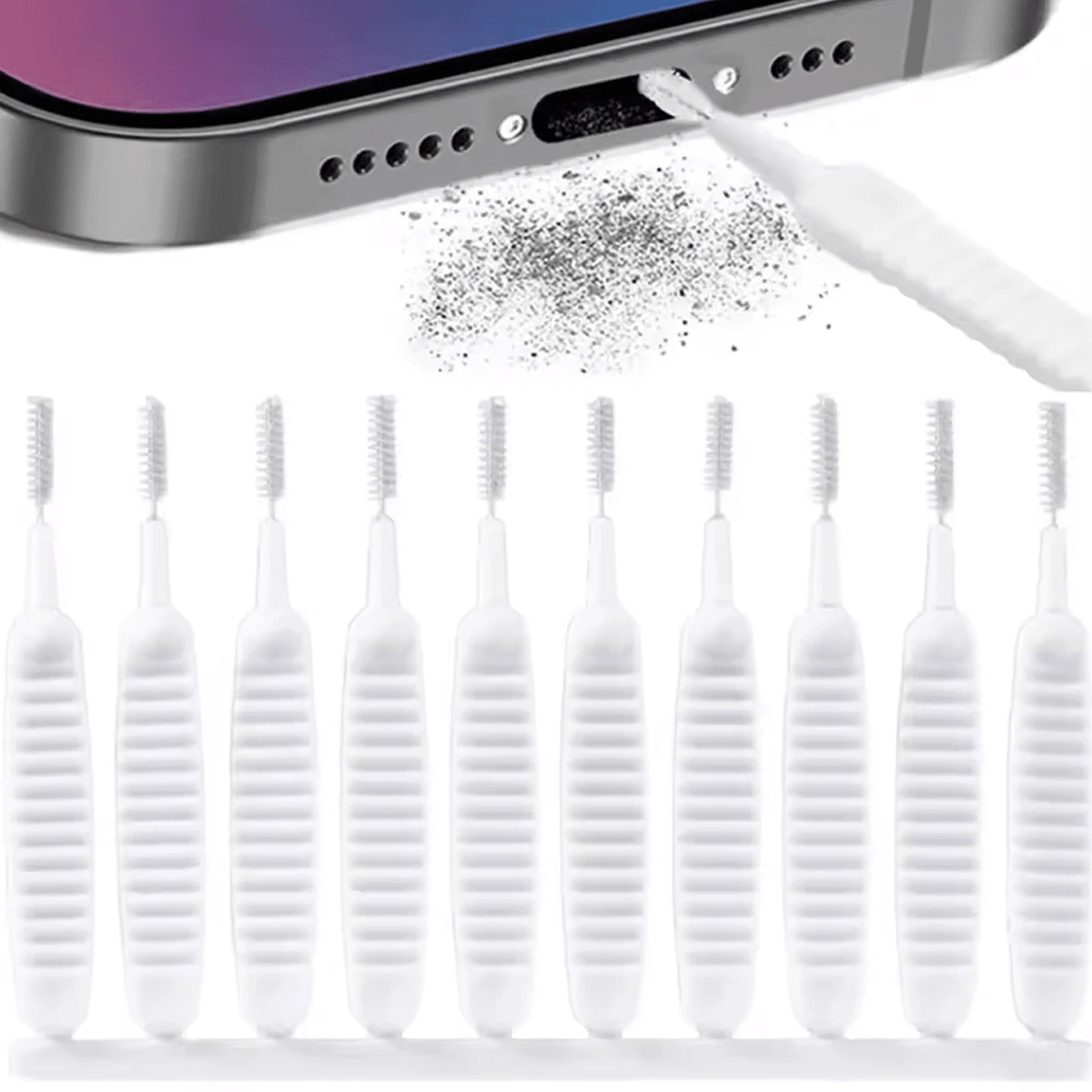 65mm Charging Port Cleaning Brush Dust Hole Clean Mini Brush Bendable Mini Soft Round Brushes Cleaner Sets Earphone Accessories - A - View 1