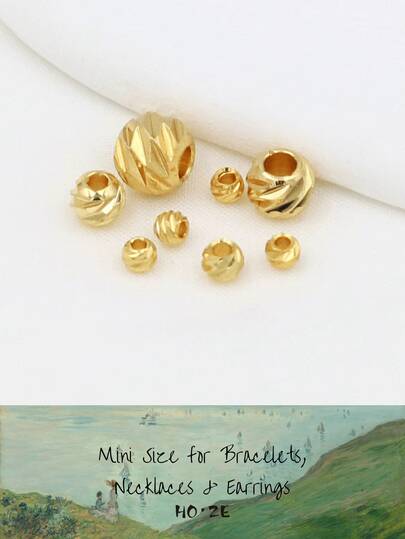 30pcs 2.5-6mm 18K Gold Plated Metal Spacer Beads, Metal Separator Beads, Practical Handmade Jewelry Making Beads And Parts, Suitable For Various Jewelry Making Beads And Materials, Versatile Bracelet Beads, DIY Bracelet And Bangle Beads, Imitation Jewelry Beads, Jewelry Beads Separator, Jewelry Beads Spacer, Smooth Hole For Easy Threading, Freely Match With Various Round Beads To Create Diverse Styles
