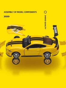 1:42 Ford Mustang GT 2018 車模，紅黃藍塗裝改裝版合金模型玩具，仿真賽車展示收藏禮品 - 彩色 - 查看 5
