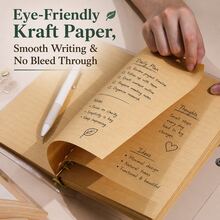 1pc PVC Transparent Cover Kraft Paper Loose-Leaf Notebook, B5/A5 Blank Lined Pages Diary, Detachable And Replaceable Inner Pages Handwriting Notebook, Suitable For Students Daily Writing And Note-Taking School Supplies - Mixed Colors - View 3