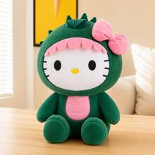 Hasbro 1 pieza Muñeco de peluche de dinosaurio verde, muñeco de peluche con lazo rosa y barriga rosa de estilo japonés lindo, peluche suave y amigable con la piel, adecuado para niñas, niños y adolescentes, decoración de habitación, regalo de cumpleaños y vacaciones - Verde - Ver 5