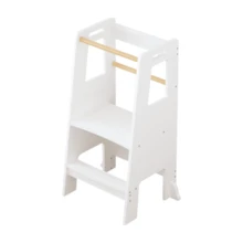 Velacasa Kids Standing Tower, Child Kitchen Step Stool Toddler Wood Stepping Stool - Children's Montessori Stool - Adjustable Height, Ideal Kids Kitchen Step Stool For Learning New Skills, White 16.45"D X 17.63"W X 35.82"H - 預設 - 查看 9