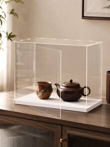 1pc Transparent Acrylic Display Box - Dust-Proof Multifunctional Storage Solution, Suitable For Collectibles, Shoes, Bags And Cosmetics | Suitable For Home And Office Decor - Open Door White - View 4